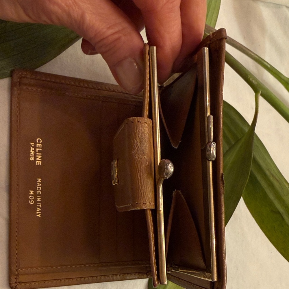 Celine Triomphe Monogram Compact Bifold Wallet in Tan/Brown - Picture 4 of 9